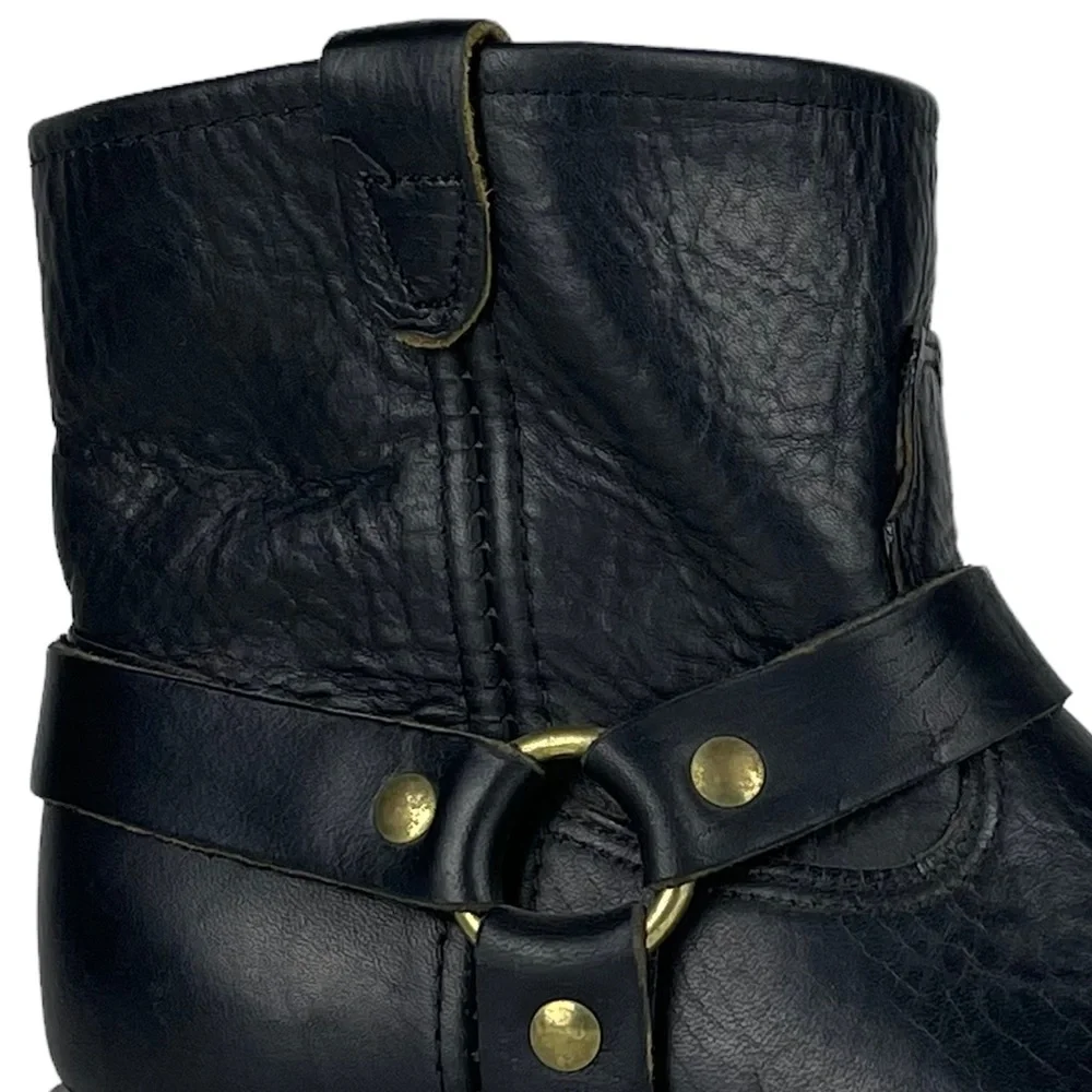 DOUBLE H BOOT CO. LADIES HARNESS 5026 ALMOND TOE SHORT LEATHER MOTORCYCLE BOOTS - Picture 10 of 14